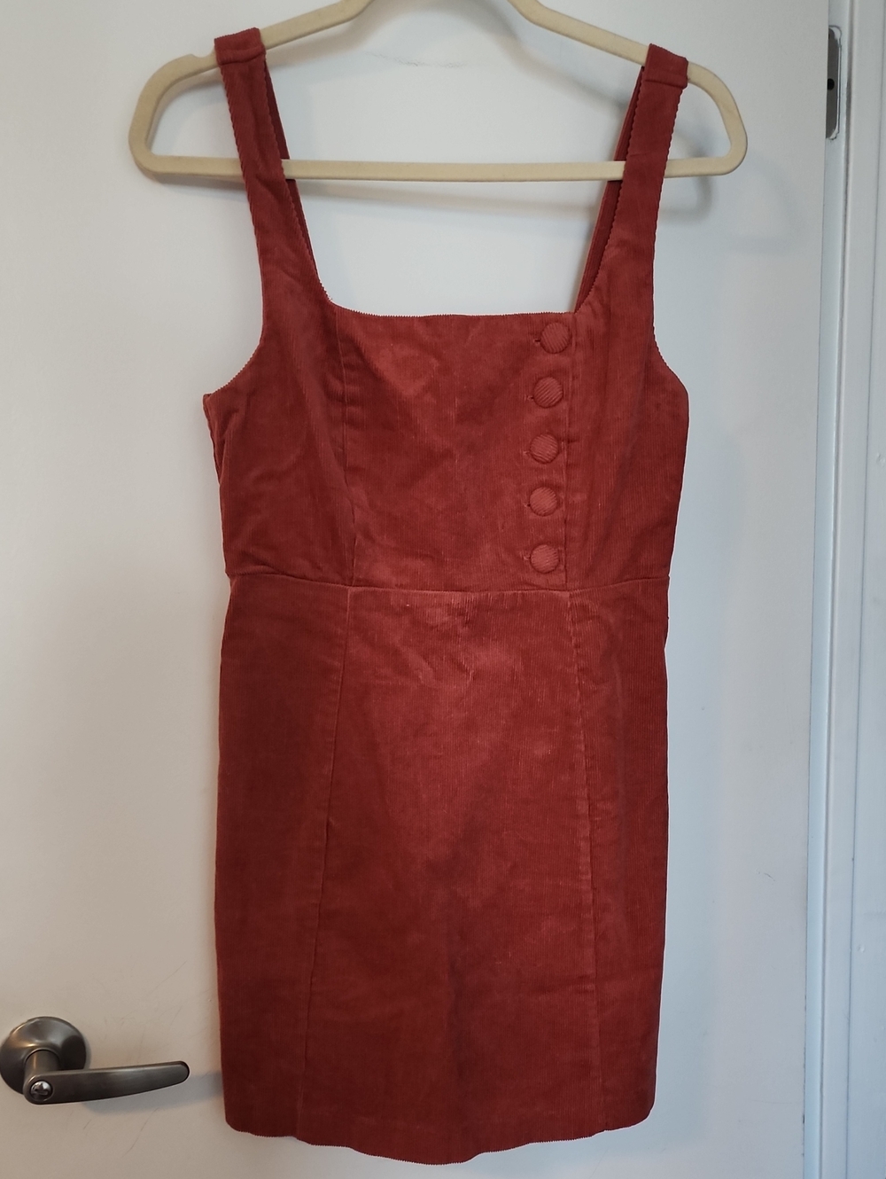 Forever 21 Rust Corduroy Sleeveless Mini Dress with Button Detail